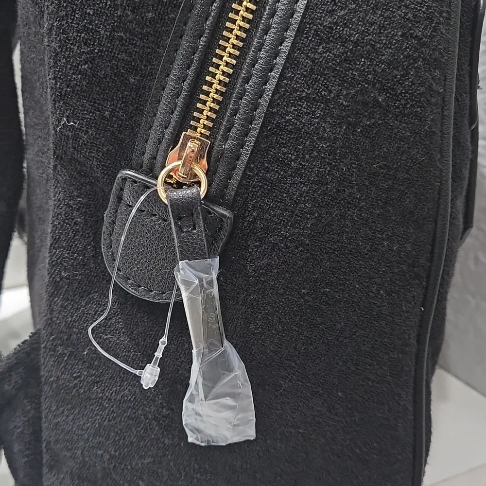Juicy Couture Black Mini Backpack with Pink-to-Gold Rhinestone Logo